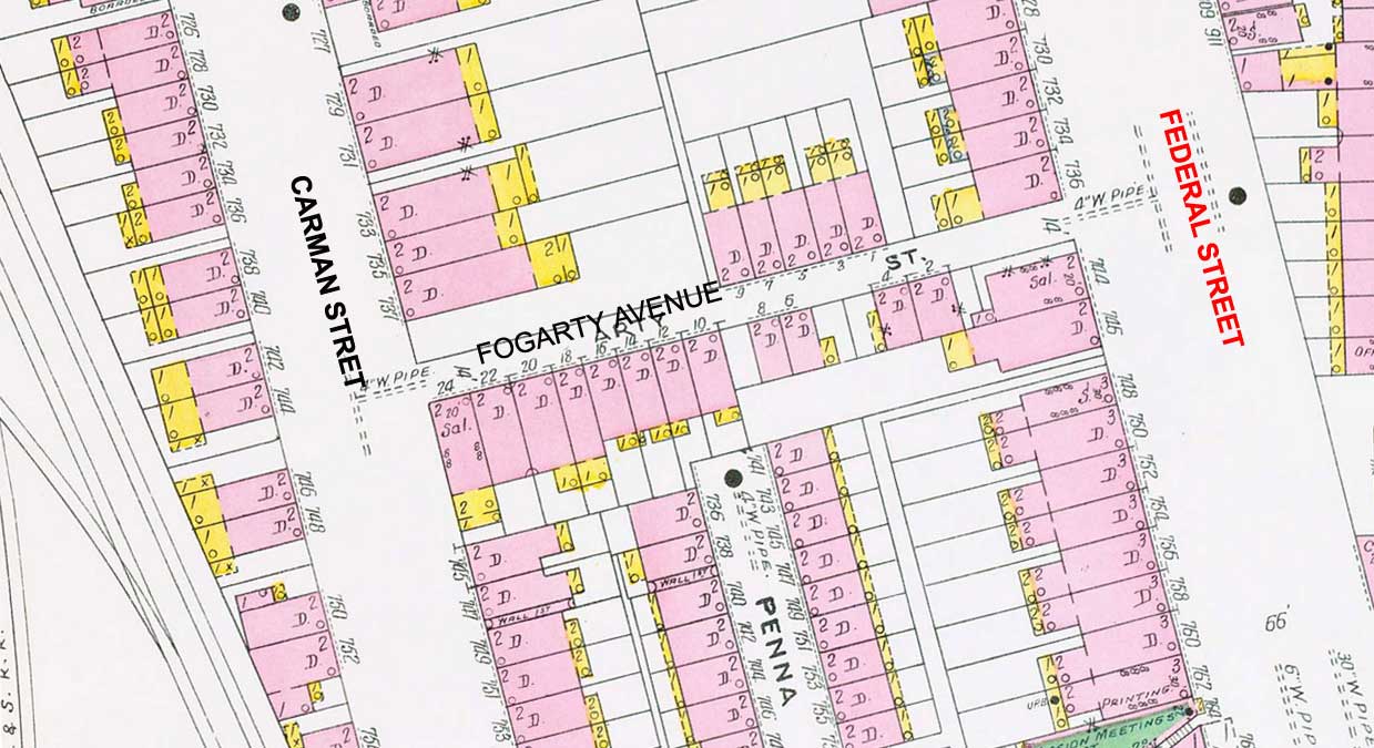1906 Sanborn fire insurance map showing Fogarty Avenue