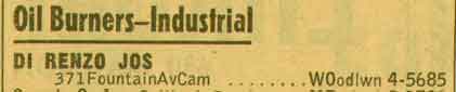 New Jersey Bell Yellow Pages, 1955 — Joseph DiRenzo, 371 Fountain Avenue