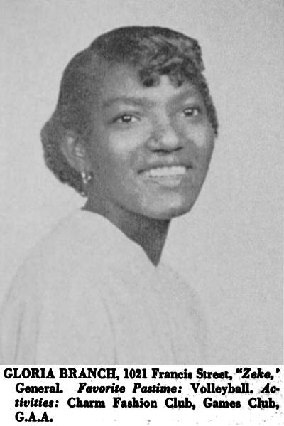 Benjamin Branch Family — 1021 Francis Street — Camden High School Yearbook, 1952