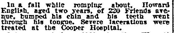 Child Injured, Philadelphia Inquirer, March 18, 1914