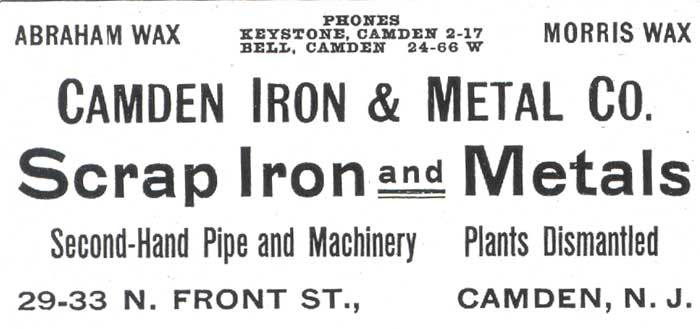 Camden Iron and Metal Company — 1913 City Directory