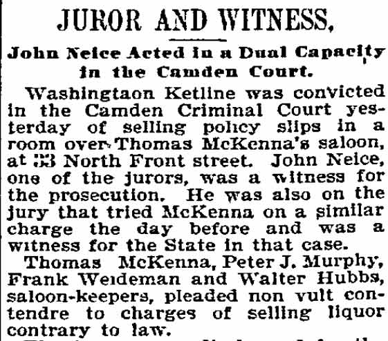 Juror and Witness — Philadelphia Inquirer, November 23, 1894