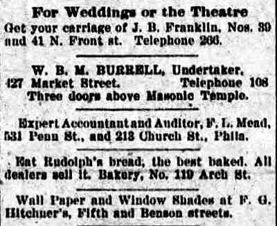 J.B. Franklin carriage advertisement — Camden Daily Telegram, October 14, 1895
