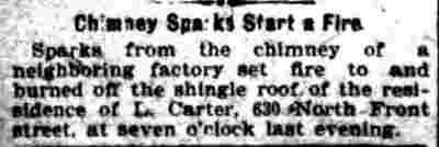 Chimney Sparks Start a Fire — Camden Daily Courier, June 23, 1899