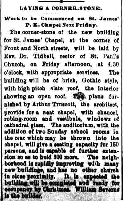 Laying a Corner-Stone of St. James' Chapel — Camden Daily Courier, October 21, 1891