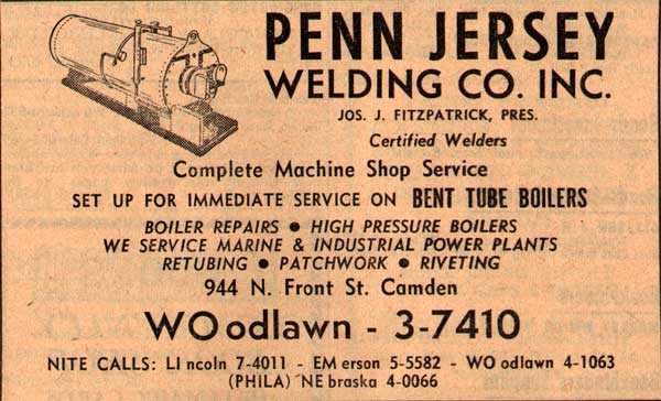 944 North Front Street — Penn Jersey Welding Co., 1955 New Jersey Bell Yellow Pages