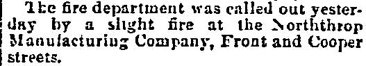 Northrop Manufacturing fire — Philadelphia Inquirer, December 28, 1890