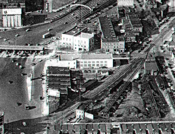 Aerial view of Fulton Place area, 1952