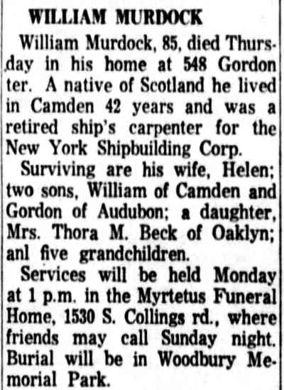 William Murdock — Camden Courier-Post, March 16, 1963