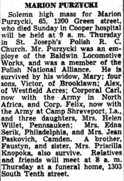 Marion Purzycki obituary, 1300 Green Street
