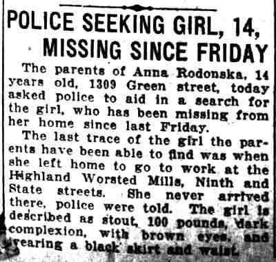 Police seeking Anna Rodonska, 14, of 1309 Green Street