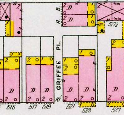1906 Sanborn map showing Griffee Place, Camden NJ