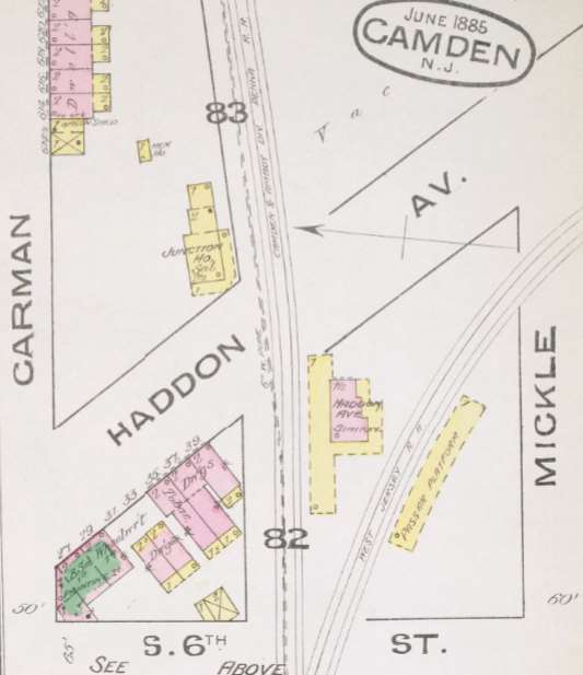 The Junction Hotel at Haddon Avenue — 1885 Sanborn fire insurance map of Camden