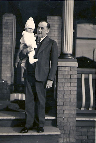 556 Newton Avenue — 1917–1947, Clarence K. Bushey, pharmacist, with his grandson David M. Bushey Jr., photo from about 1939