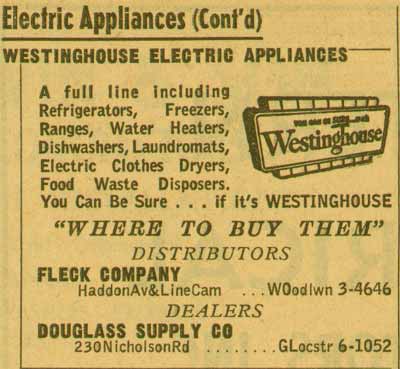 Fleck Plumbing and Heating Supply Company advertisement, New Jersey Bell Yellow Pages, 1955