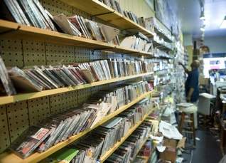 Joe Lumpkin and record cooperative founders at Lori's Records on Haddon Avenue