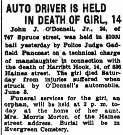 Auto Driver Is Held in Death of Girl, 14 — Camden Courier-Post, October 19, 1932