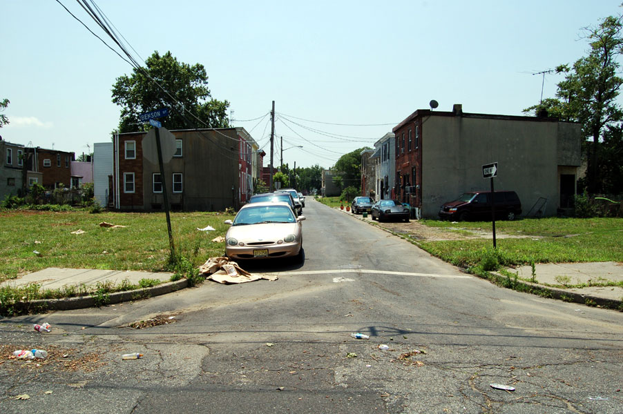 Looking south from the sidewalk of Benson Street at Henry Street, July 30, 2006