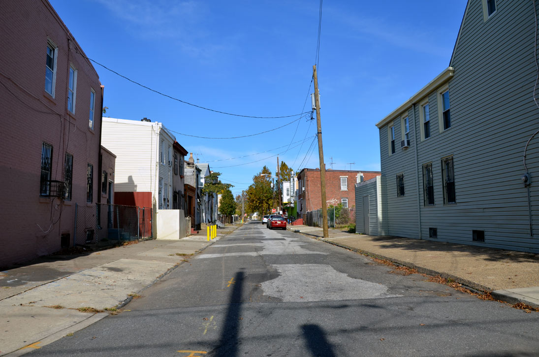 Looking north at the intersection of Line Street and Henry Street, November 4, 2011