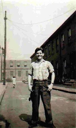 Father and Son on the 900 Block of Howard Street, early 1940s