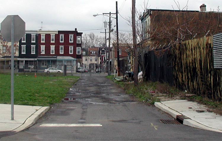 Looking South towards York Street from Erie Street, April 1, 2004
