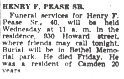 Henry Pease Sr., 930 Howard Street, 1950
