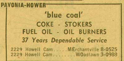 Pavonia-Hower Ice & Coal Company, 1955 New Jersey Bell Yellow Pages advertisement