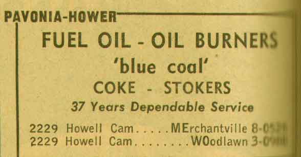 Pavonia-Hower Ice & Coal Company, 1955 New Jersey Bell Yellow Pages advertisement