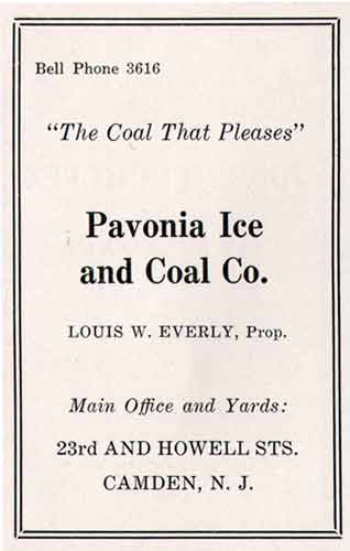 Pavonia Ice & Coal Company advertisement, Camden High School Purple & Gold Yearbook, January 1930