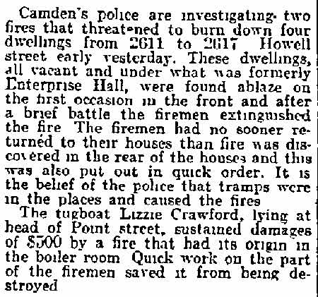Police Blame Tramps for Fires in Houses article text, October 1915