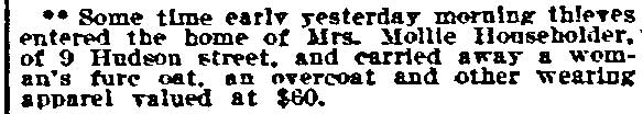 Burglary at 9 Hudson Street — Philadelphia Inquirer, November 27, 1910