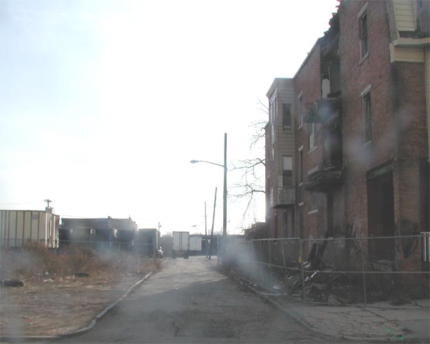 Looking south on Hyde Park Street from Kaighn Avenue, December 22, 2001