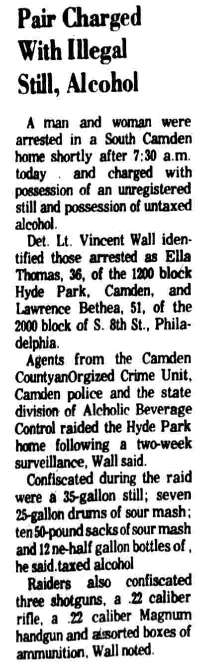 Pair Charged With Illegal Still, Alcohol — Camden Courier-Post, January 24, 1975