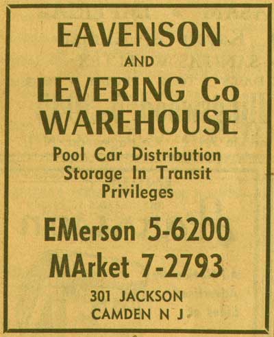 301 Jackson Street, 1955 New Jersey Bell Telephone Yellow Pages advertisement