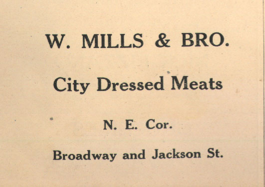 509 Jackson Street, 1919 — W. Mills & Brother, Jefferson A.A. Banquet Program