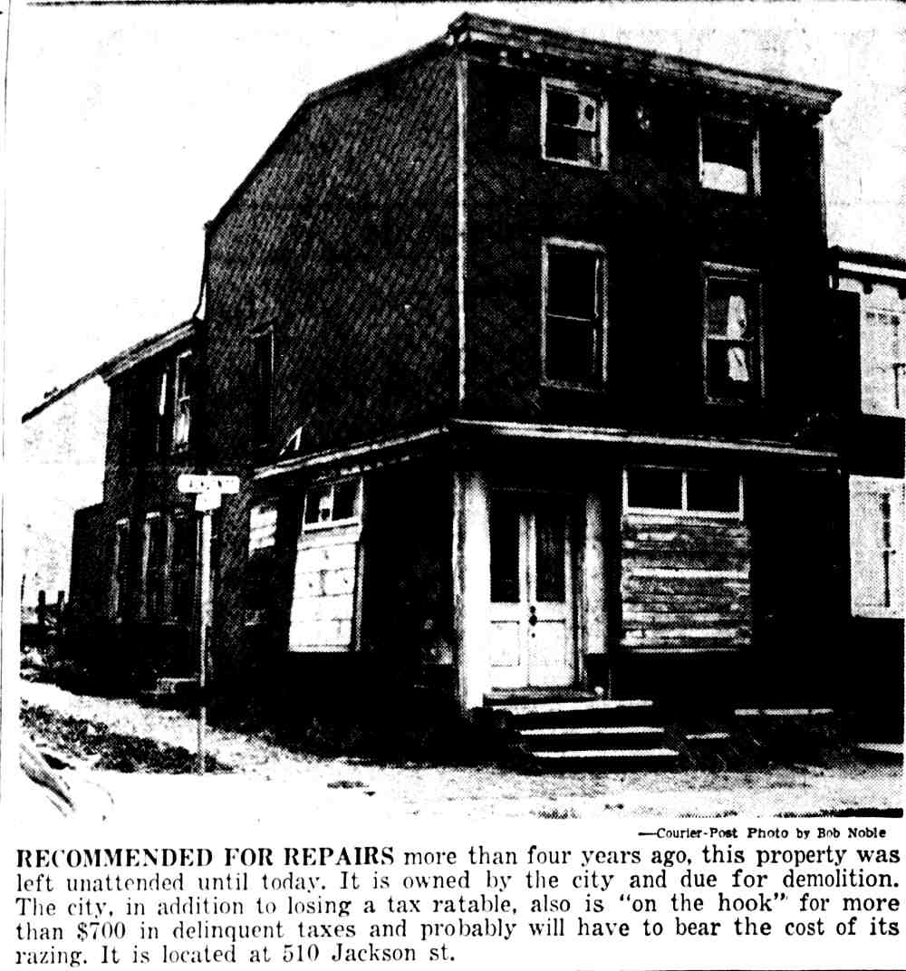 510 Jackson Street, recommended for repairs, Courier-Post June 15, 1959