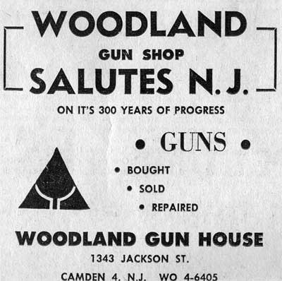 1964 Courier-Post advertisement for Woodland Gun House at 1343 Jackson Street, Camden