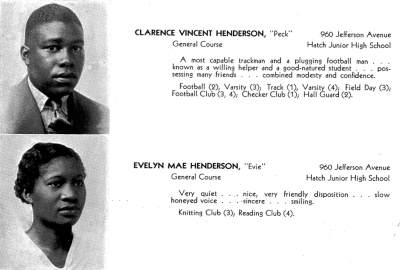 1937 Camden High School yearbook page showing Frederic Henderson family of 960 Jefferson Street