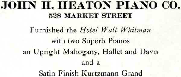 John H. Heaton Piano Company listing, Camden First, Camden Chamber of Commerce, 1925