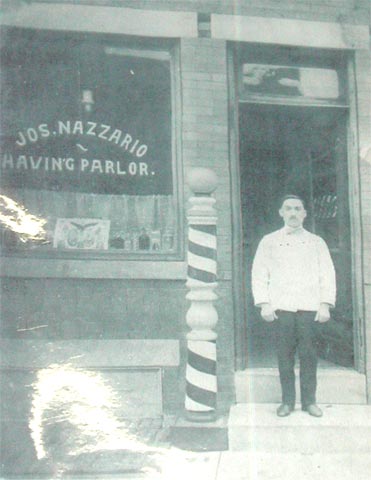 Joseph Nazzario in front of his barbershop at 1211 South 4th Street
