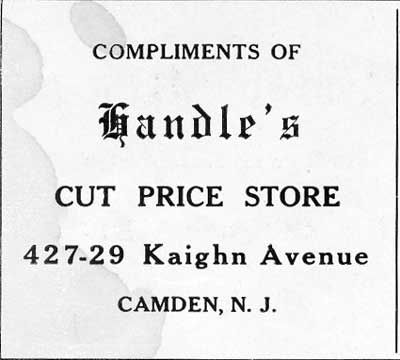 427 Kaighn Avenue — Handle's Cut Price Store, 1919