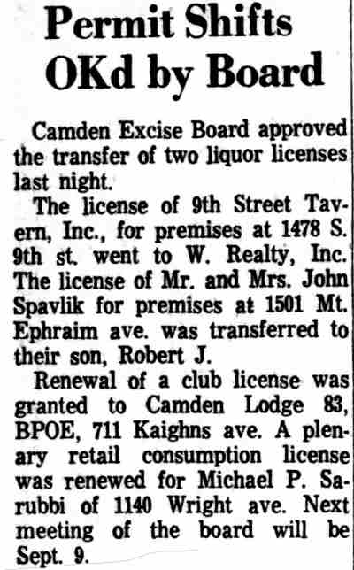 Kaighn Avenue near Wright Avenue, August 6, 1963