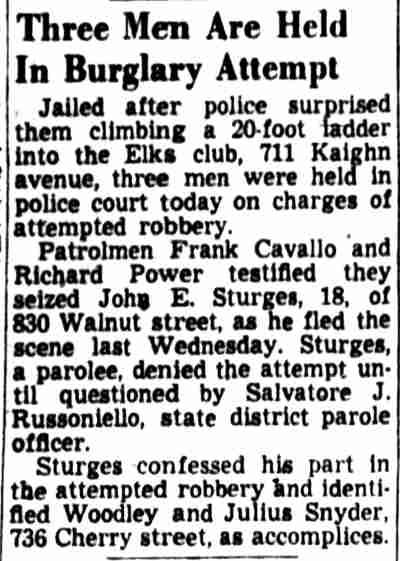 Camden Courier-Post, September 7, 1948 — Rex Snyder & Family at 736 Cherry Street; Pride of Camden Elks Lodge; Kaighn Avenue