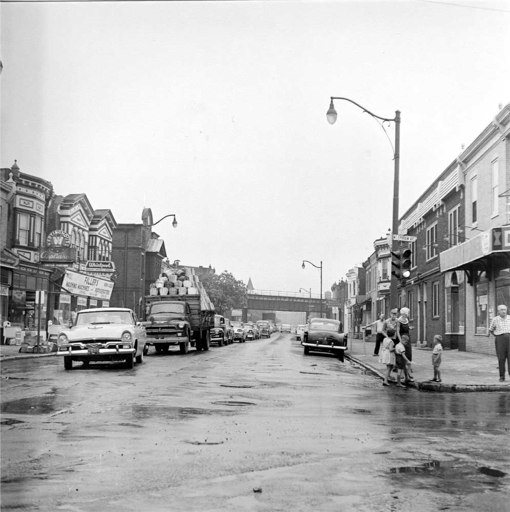 Looking east on Kaighn Avenue from Mt. Ephraim Avenue, second view, August 11, 1955