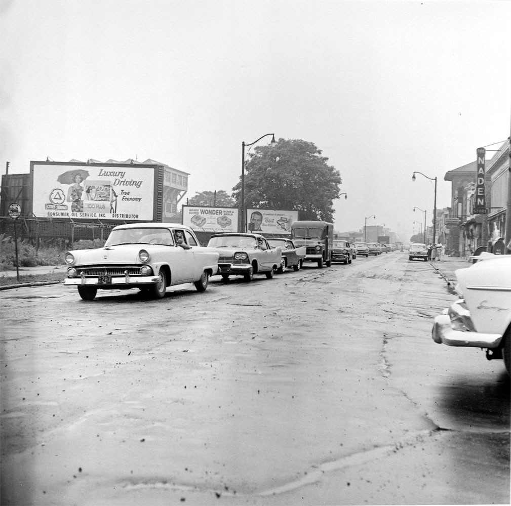 Looking east on Kaighn Avenue from South 8th Street, August 11, 1958