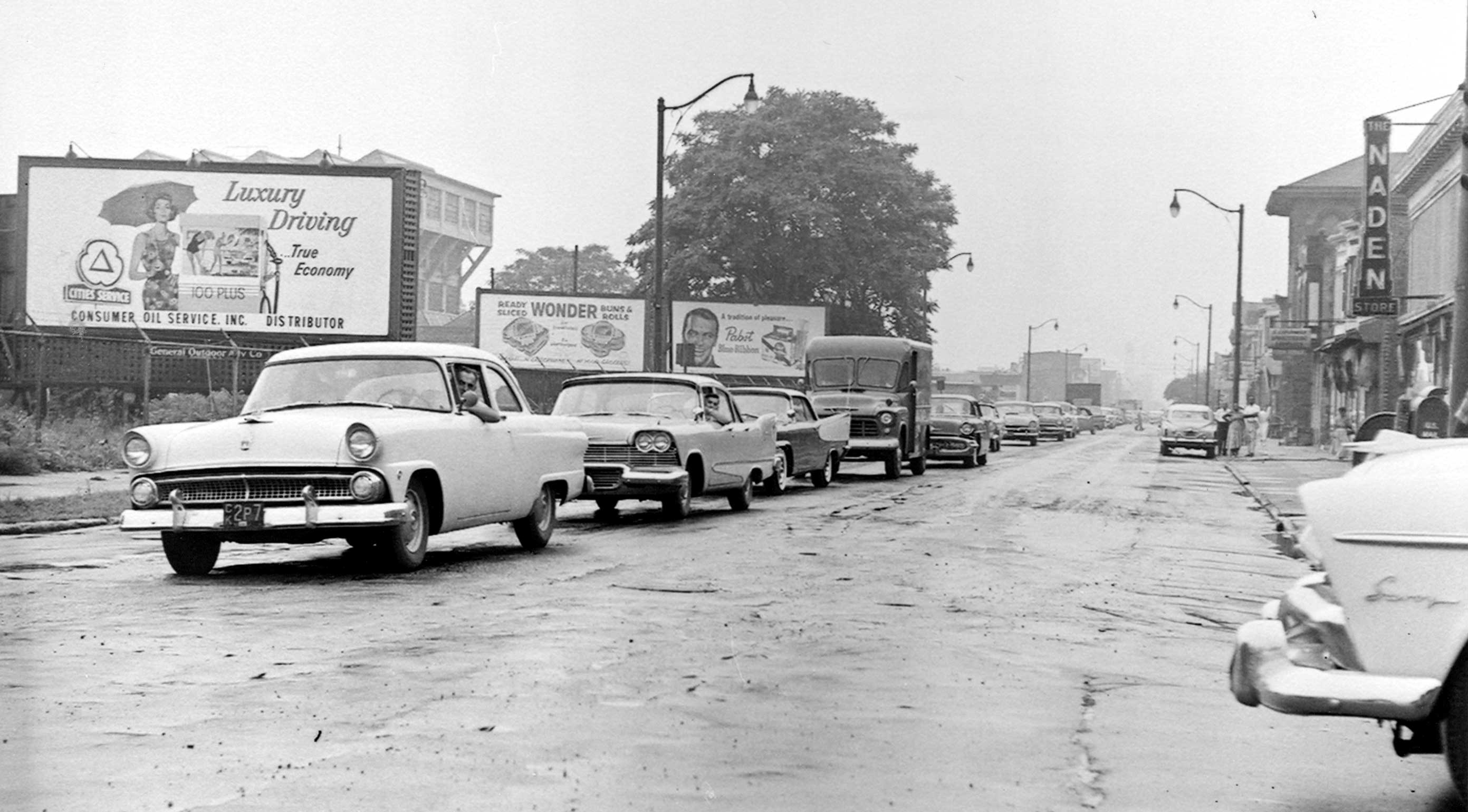 Looking east on Kaighn Avenue from South 8th Street, second view, August 11, 1958