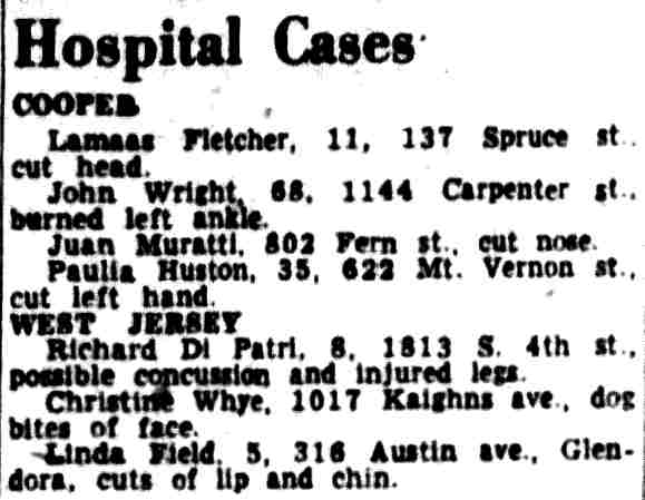 Hospital Cases — Camden Courier-Post, February 15, 1956