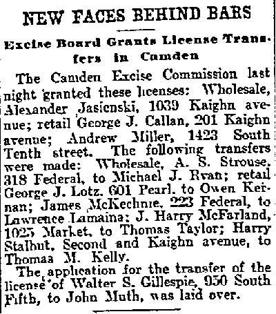 1021 Market Street, J. Harry McFarland saloon, Thomas Taylor saloon, Philadelphia Inquirer, June 7, 1906