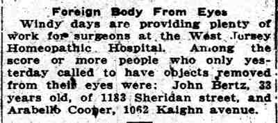 Foreign Body From Eyes, Camden Post-Telegram, December 19, 1924