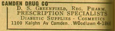 1100 Kaighn Avenue — Camden Drug Company, 1955 NJ Bell Yellow Pages